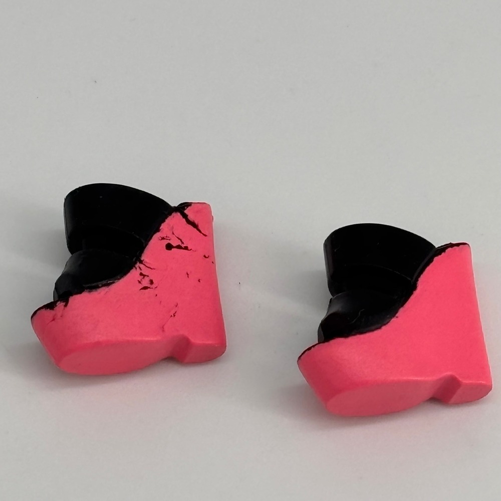 VTG Barbie Pink and Black Two Strap Open Toe Platform Shoes sandals wedges mules